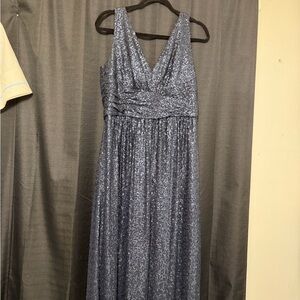 Amsale Womens London Floor Length Navy Sequin Formal Dress